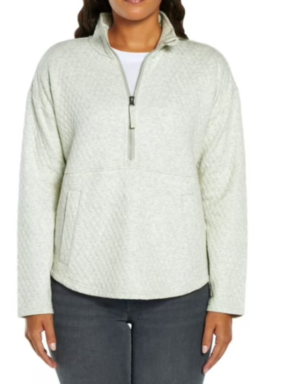 Eddie Bauer Quilted Half-Zip Sweater - Light Gray